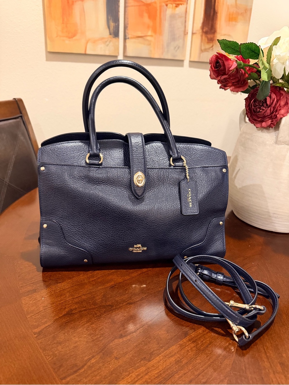Coach Mercer 30 Satchel in Navy